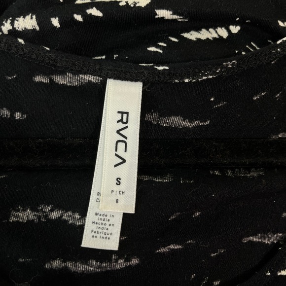 RVCA Skater Dress Womens Small Black White Tunic Mini Long Sleeve‎ Scoop Neck - Picture 5 of 9